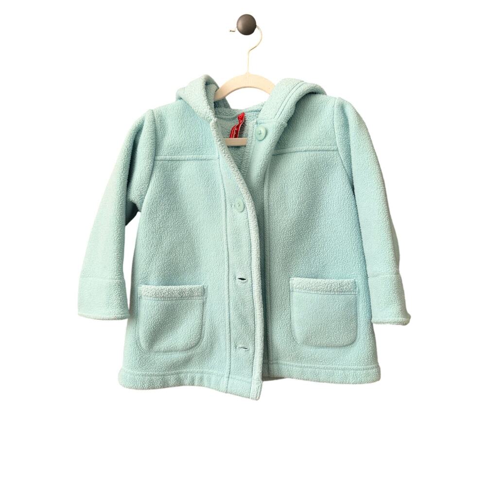 Hanna Andersson Hooded Wool Fleece Parka - Light Blue - 90